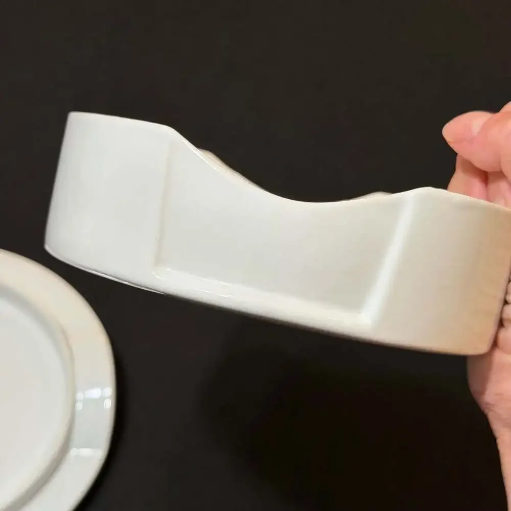 Crate & Barrel White Stoneware Brie Baker Cheese Dish with Vented Lid